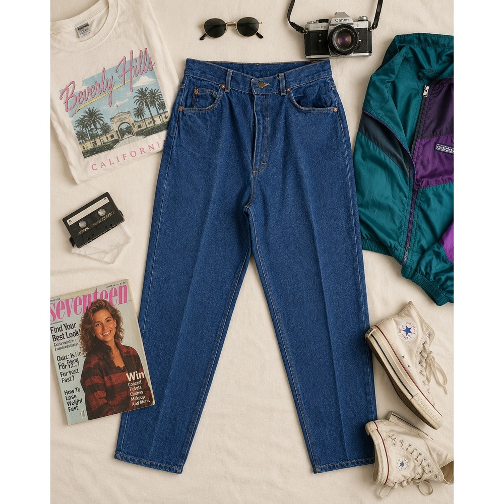 Lee High Waisted Jeans Womens 27 Blue Dark Wash Tapered Mom Vintage 90s Indie